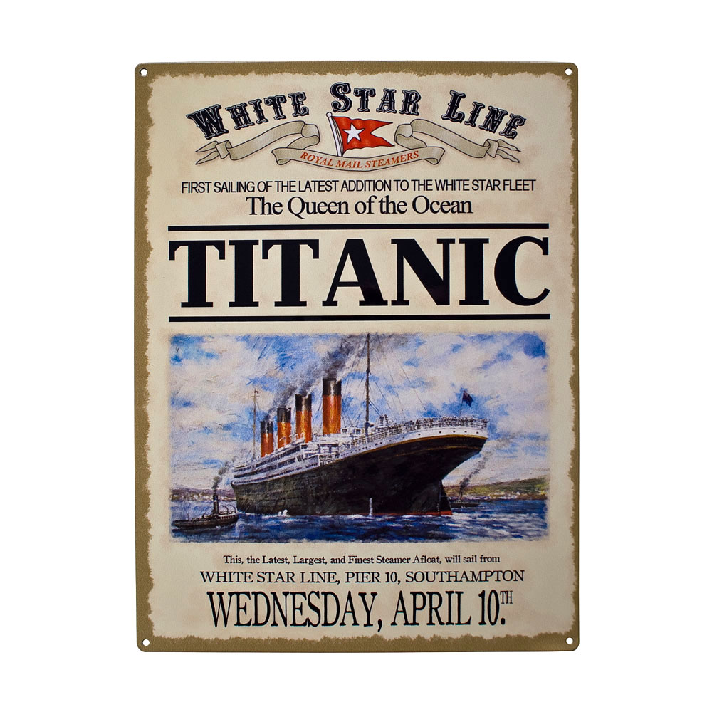 Details about  / Metallo Insegna Titanic White Star Linea Nostalgico Regalo 20cm x15cm